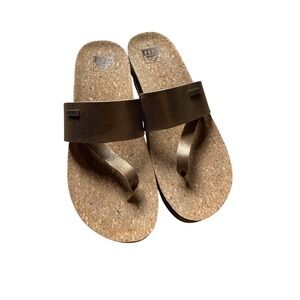 Women's Reef Cushion Sol Hi Platform Sandals Sz 10 Metallic Copper Vegan Leather